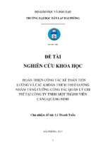 Hoàn thiện công tác kế toán tiền lương và các khoản trích theo lương nhằm tăng cường công tác quản lý chi phí tại công ty tnhh một thành viên cảng quảng ninh