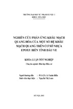 Nghiên cứu phản ứng khâu mạch quang hóa của một số hệ khâu mạch quang trên cơ sở nhựa epoxy biến tính dầu ve