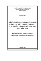 đảng bộ tỉnh nam định lãnh đạo công tác bảo tồn và phát huy các di sản văn hóa từ năm 1996 đến năm 2010