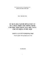 Sử dụng bài tập để rèn luyện tư duy, phát triển trí thông minh cho học sinh trong dạy học toán chuyển động ở tiểu học