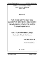 Vấn đề gìn giữ và phát huy trong trang phục truyền thống của người mường ở hòa bình hiện nay