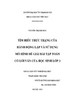Tìm hiểu thực trạng của hành động lập và sử dụng mô hình để giải bài tập toán có lời văn của học sinh lớp 3