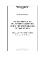 Tìm hiểu nhu cầu tin của nhóm người dùng tin là sinh viên trường đại học sư phạm hà nội 2