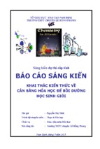 Sáng kiến kinh nghiệm khai thác kiến thức về cân bằng hóa học để bồi dưỡng học sinh giỏi.