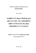 Nghiên cứu hoạt tính quang hóa của xúc tác mới không trên cơ sở nano tio2 (bạc photphat và vanađat)