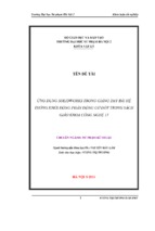 ứng dụng solidworks trong giảng dạy bài hệ thống khởi động phần động cơ đốt trong sách giáo khoa công nghệ 11