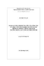 đánh giá mức độ đáp ứng yêu cầu công tác của học viên tốt nghiệp chuyên ngành trinh sát phòng, chống tội phạm trường trung cấp cảnh sát nhân dân iii