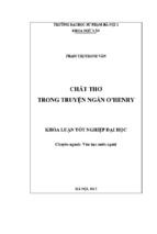 Chất thơ trong truyện ngắn o.henry