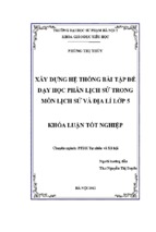 Xây dựng hệ thống bài tập để dạy học phần lịch sử trong môn lịch sử và địa lí lớp 5