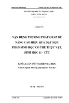 Vận dụng phương pháp grap để nâng cao hiệu quả dạy học phần sinh học cơ thể thực vật, sinh học 11  chương trình chuẩn