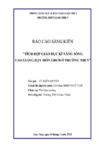 Tích hợp giáo dục kĩ năng sống vào giảng dạy  môn gdcd ở trường thcs