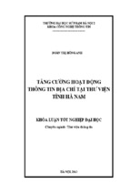 Tăng cường hoạt động thông tin địa chí tại thư viện tỉnh hà nam