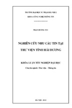 Nghiên cứu nhu cầu tin tại thư viện tỉnh hải dương