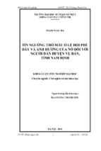 Tín ngưỡng thờ mẫu ở lễ hội phủ dầy và ảnh hưởng của nó đối với đời sống người dân huyện vụ bản, tỉnh nam định