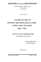 Vai trò của người phụ nữ tỉnh phú thọ trong kháng chiến chống thực dân pháp (1946   1954)