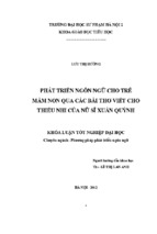Phát triển ngôn ngữ cho trẻ mầm non qua các bài thơ viết cho thiếu nhi của nữ sĩ xuân quỳnh
