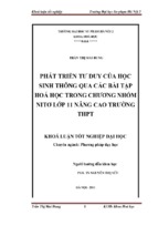 Phát triển tư duy của học sinh thông qua các bài tập hóa học trong chương nhóm nitơ lớp 11 nâng cao trường thpt