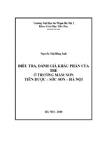 điều tra, đánh giá khẩu phần ăn của trẻ ở trường mầm non tiên dược   sóc sơn   hà nội