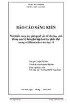 Sáng kiến kinh nghiệm phát triển năng lực giải quyết vấn đề cho học sinh thông qua hệ thống bài tập hoá học phần đại cương và hiđrocacbon hoá học 11