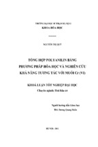 Tổng hợp polyanilin bằng phương pháp hóa học và nghiên cứu khả năng tương tác với muối cr (vi)