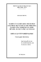 Nghiên cứu sự biến động thành phần loài thuộc bộ ve giáp (acari oribatida) tại khu công nghiệp quang minh   mê linh   hà nội và phụ cận năm 2012