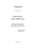 Quản lý nhân sự công ty tnhh âu lạc