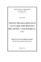 Tích cực hóa hoạt động quan sát của học sinh trong giảng dạy chương 1,  sách giáo khoa, sinh học 11   chương trình chuẩn