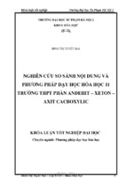 Nghiên cứu so sánh nội dung và phương pháp dạy học hóa học 11 trường thpt phần anđehit   xeton   axit cacboxylic