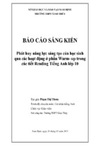 Sáng kiến kinh nghiệm phát huy năng lực sáng tạo của học sinh lớp 10 qua các hoạt động ở phần warm – up trong các tiết reading tiếng anh 10