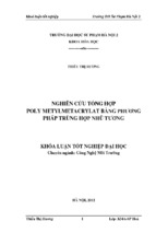 Nghiên cứu tổng hợp poly metylmetacrylat bằng phương pháp trùng hợp nhũ tương