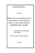 Nghiên cứu năng lực trí tuệ và một số chỉ số sinh học của học sinh bổ túc trường cao đẳng nghề cơ khí nông nghiệp bình xuyên   vĩnh phúc