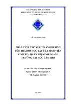 Phân tích các yếu tố ảnh hưởng đến thái độ học tập của sinh viên khoa kinh tế   quản trị kinh doanh trường đại học cần thơ