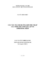 Các yếu tố ảnh hưởng đến thu nhập của nông hộ ở huyện lấp vò tỉnh đồng tháp