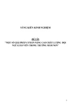 Sáng kiến kinh nghiệm skkn một số giải pháp nâng cao chất lượng đội ngũ giáo viên ttrong trường mầm non