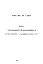 Sáng kiến kinh nghiệm skkn về một số giải pháp nâng cao chất lượng đội ngũ giáo viên và cán bộ quản lý giáo dục