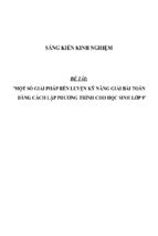 Sáng kiến kinh nghiệm skkn một số giải pháp rèn luyện kỹ năng giải bài toán bằng cách lập phương trình cho học sinh lớp 9