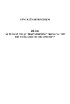 Sáng kiến kinh nghiệm skkn áp dụng kỹ thuật “brainstorming” trong các tiết dạy tiếng anh cho học sinh thpt