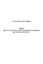 Sáng kiến kinh nghiệm skkn rèn luyện kỹ năng hoàn thành phương trình hóa học cho học sinh thcs