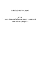 Sáng kiến kinh nghiệm sử dụng đồ dùng thí nghiệm có hiệu quả trong giảng dạy vật lý