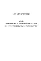 Sáng kiến kinh nghiệm skkn giới thiệu một số trò chơi, câu chuyện toán học được dùng khi dạy các số trong phạm vi 10