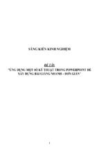 Sáng kiến kinh nghiệm skkn ứng dụng một số kĩ thuật trong powerpoint để xây dựng bài giảng nhanh, đơn giản