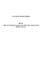 Sáng kiến kinh nghiệm một số sáng kiến giảng dạy môn công nghệ 9 phần điện kỹ thuật