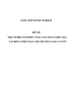 Sáng kiến kinh nghiệm skkn một số biện pháp nâng cao chất lượng dạy vận động theo nhạc cho trẻ mẫu giáo 4 – 5 tuổi