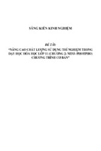 Sáng kiến kinh nghiệm skkn nâng cao chất lượng sử dụng thí nghiệm trong dạy học hóa học lớp 11 (chương 2 nitơ  photpho) chương trình cơ bản