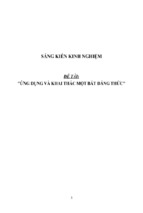 Sáng kiến kinh nghiệm ứng dụng và khai thác một bất đẳng thức