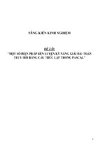 Sáng kiến kinh nghiệm tin học thpt một số biện pháp rèn luyện kỹ năng giải bài toán truy hồi bằng cấu trúc lặp trong pascal