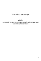 Sáng kiến kinh nghiệm skkn giải pháp nâng cao chất lượng bồi dưỡng học sinh giỏi môn lịch sử thcs