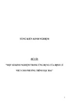 Sáng kiến kinh nghiệm một số kinh nghiệm trong ứng dụng của định lý viet cho phương trình bậc hai