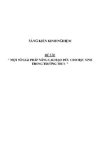 Sáng kiến kinh nghiệm skkn một số giải pháp nâng cao đạo đức cho học sinh trong trường thcs