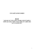 Sáng kiến kinh nghiệm skkn giáo dục kỹ năng sống cho học sinh nữ khối 11 thông qua hoạt động ngoại khóa sức khỏe sinh sản vị thành niên